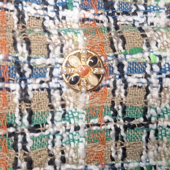 Avec Les Filles Tweed Boucle Jewel Detail Button Lady Blazer Size M - Picture 4 of 8